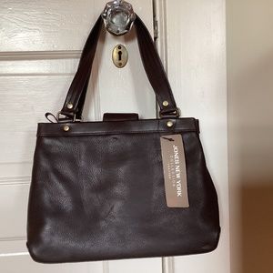NWT Jones of New York  Dark Brown soft leather handbag
